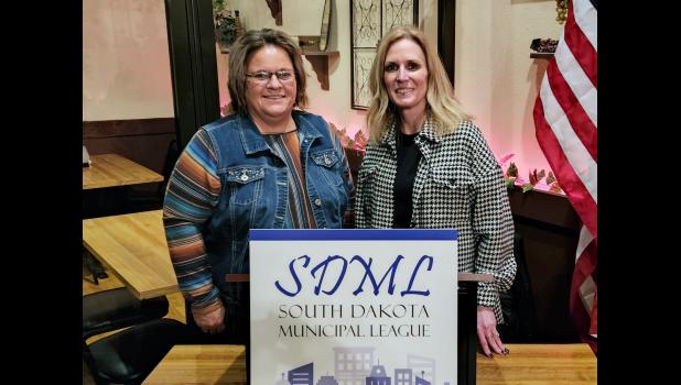 Brittany Smith, City Administrator in Philip, and Krysti Barnes, Finance Officer in Murdo, were re-elected to represent SDML District 8 as chair and vice-chair, respectively. The pair were elected last night at the district’s annual meeting held in Philip. Courtesy Photo