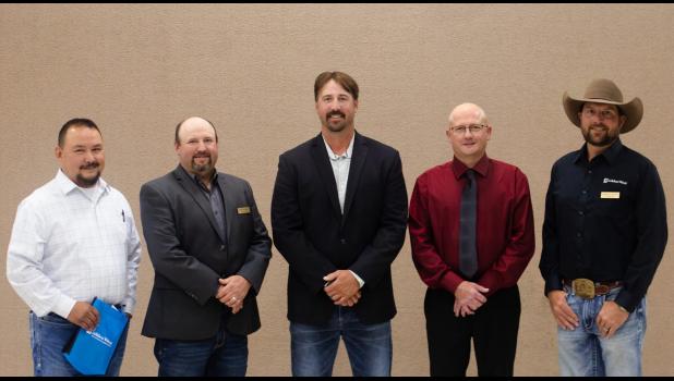Members of the Golden West Telecommunications Cooperative elected five board members when voting concluded at their annual meeting on Saturday, Sept. 27, in Wall. Pictured from left to right are Craig Lafferty of Mission (District IV), Jade Hlavka of Howes (District I), Lincoln Smith of Philip (District II), Jason Birkeland of Gregory (District VII), and Murdock Arthur of Interior (District VI). Courtesy Photo