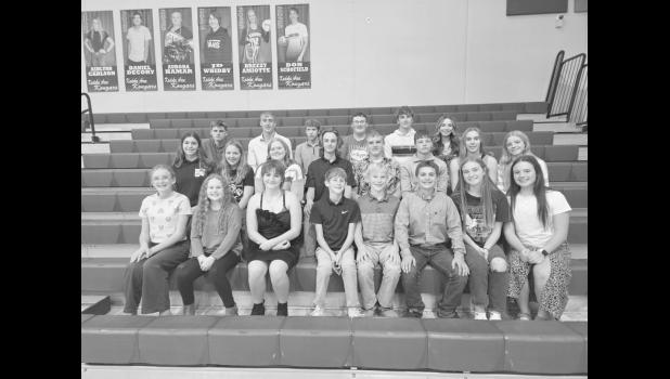 The Jones County high school and middle school honors band. Back row, l-r; Harrison Moore, Adrik Schoon, Cyrus Hendricks, Easton Newsam, Jace Nix, and Thea Kustar. Middle row, l-r; Grace Gesinger, Sailor Vevig, Cayenne Bohon, Paxton Geigle, Bennett Kinsley, Luke Lolley, Taya Iversen, and Tenley Venard. Front row, l-r; Julia Kinsley, Harper O’Dell, Emery Menning, Ryder Geisler, Jesse Schoon, Hayzen Sealey, Aubrey Tucker, and Maggie Dowling. Courtesy Photo