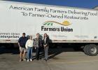 South Dakota Farmers Union donated 35,000 pounds of pork on October 17 to Feeding South Dakota. Pictured here (left to right): Kevin Widmer, North Dakota Farmers Union Driver, Susanne Gale, Senior Development Officer, Feeding South Dakota; Karla Hofhenke, Executive Director, South Dakota Farmers Union and Megan Kjose, Chief Development Officer, Feeding South Dakota. Courtesy Photo