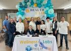 PHS employees helping to make the health fair a great success include back row, left to right, Tristan Rush, Jozelle Humble, Tiffany Lamont, Nikki Bonenberger, Cindy Pfeifle, Maureen Cadwell, Abbi McDaniel, Jessa Banaag, Huaquin Laurido, Vonda Hamill and Joverick "Karl" Tibunsay; front row, Kelly Penticoff and Ashley Slovek. Faith Flor, not pictured, was back to the hospital running lab tests throughout the day. Courtesy Photo